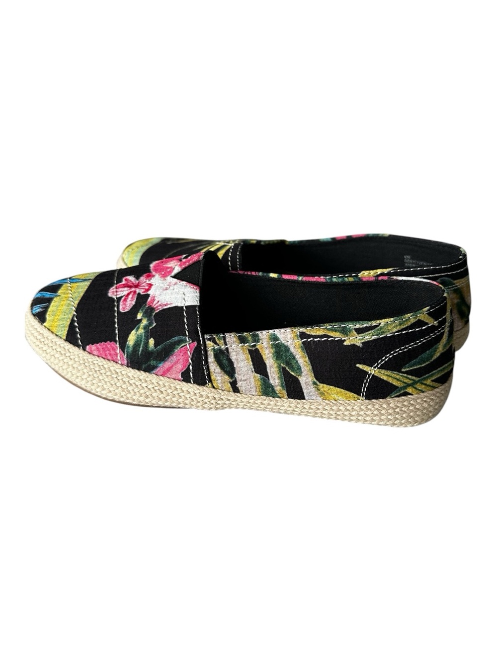 Mi Amore Floral Canvas Espadrille Sneakers in Black and Green - Picture 7 of 11
